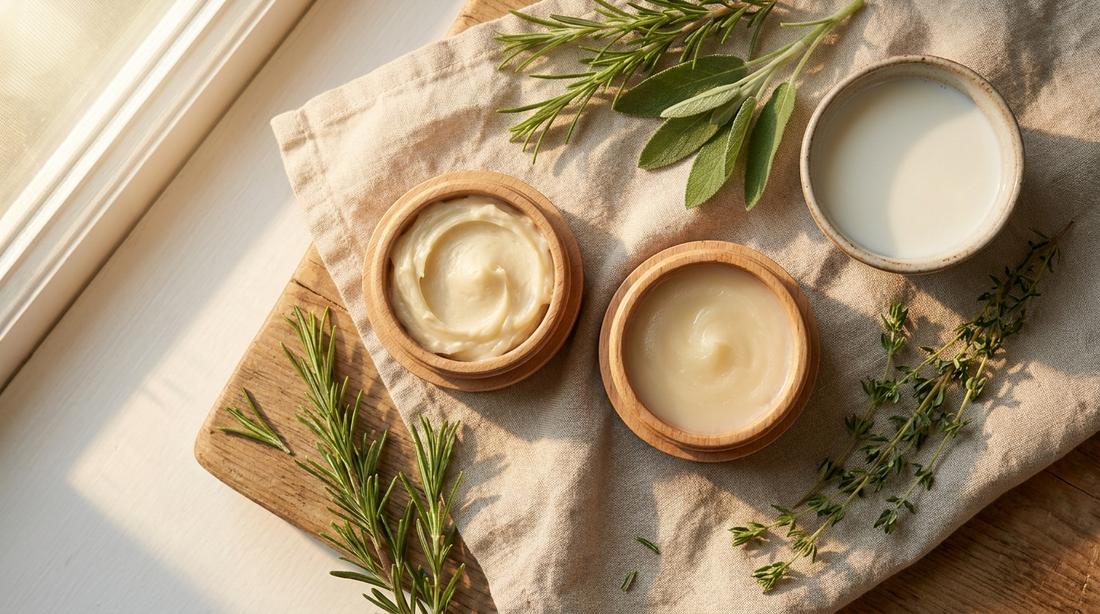 Sky and Sol vs Wild Gold Tallow colostrum tallow balm comparison, two balms side by side